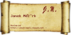 Janek Márk névjegykártya